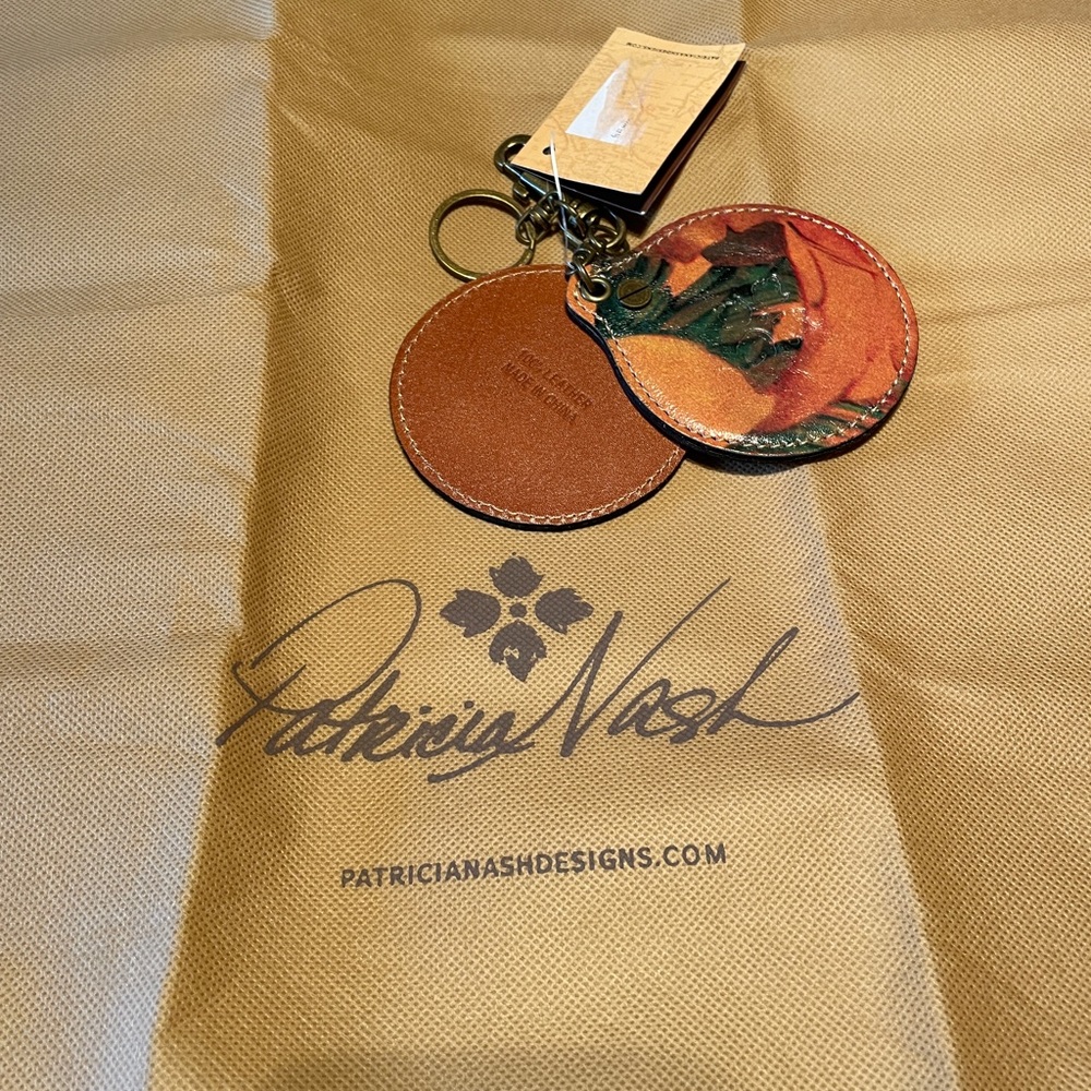 Patricia Nash Brown and Orange Leather Key & Card Holder